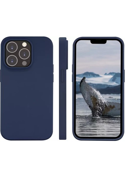 Iphone 14 Pro Petrol Mavi Silikon Kılıf Leke Tutmaz Içi Süet Silinebilir Kamera Çıkıntılı Kapak