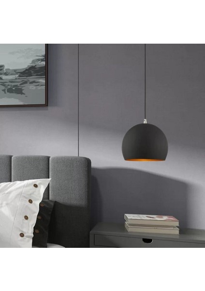 Retro1,vintage1,rustik1 1XE27 Siyah Tekli Metal Sarkıt Avize ÇAP:20CM NOT:1ADET Fiyatıdır indirimleri