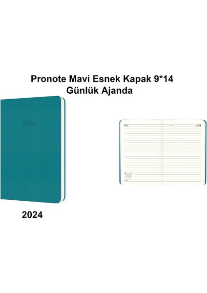 2024 Pronote Mavi Esnek Kapak 9 x 14 Günlük Ajanda