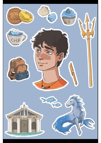 Percy Jackson Sticker Seti - Ajanda - Laptop - Telefon Sticker Seti 11 Adet