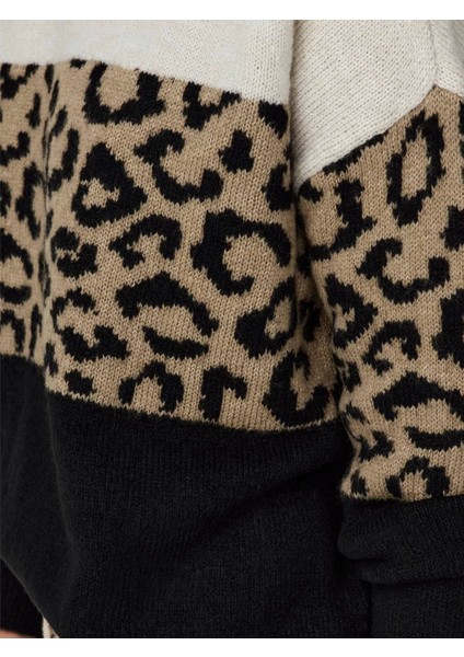 15294969 Onyl Onljade Anımal Ls O-Neck Noos Knt Kadın Kazak Moonbeam/black/toasted Coconut indirimleri