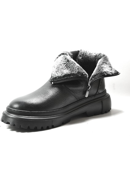 K.910 Hakiki Deri Siyah Kürklü Casual Erkek Bot