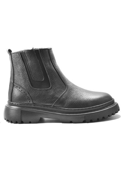 K.910 Hakiki Deri Siyah Kürklü Casual Erkek Bot