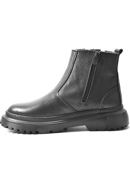 K.910 Hakiki Deri Siyah Kürklü Casual Erkek Bot