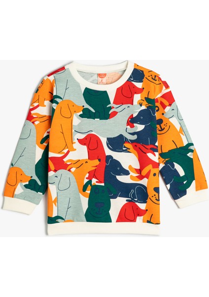Sweatshirt Köpek Grafik Baskılı Pamuklu