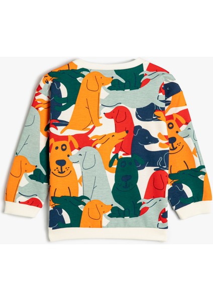 Sweatshirt Köpek Grafik Baskılı Pamuklu