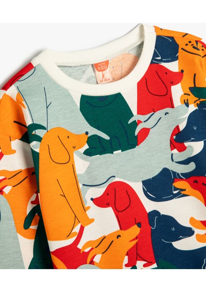 Sweatshirt Köpek Grafik Baskılı Pamuklu