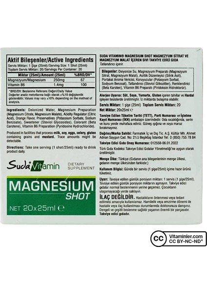 Magnesium 20 Shot x 20 ml