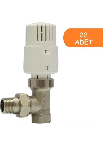 22 Adet Eca Trv4 Termostatik Köşe Radyatör Valfi Petek Vanası 602120755