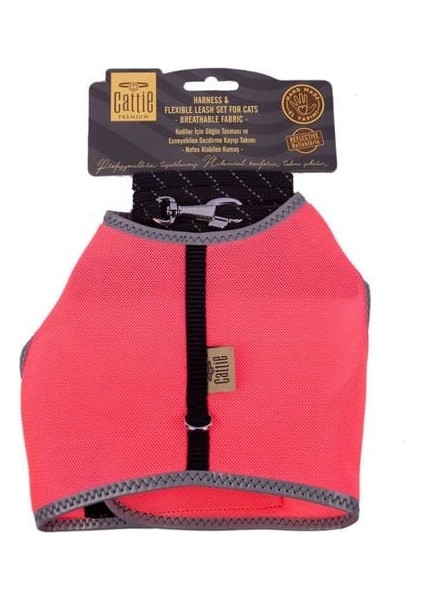 Havalı Dokuma Kedi Göğüs ve Gezdirme Takımı Medium Pembe 1 x 25 x 35 cm