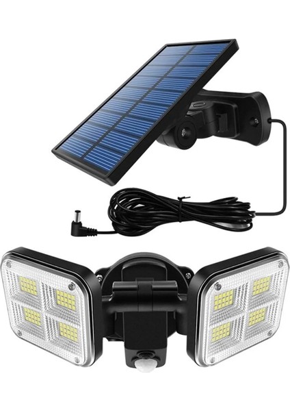 Solar Lamba Güneş Enerjili Kablolu Çift Başlı Sensörlü Bahçe Kamp Aydınlatma 120 LED Lamba Su Geçirmez