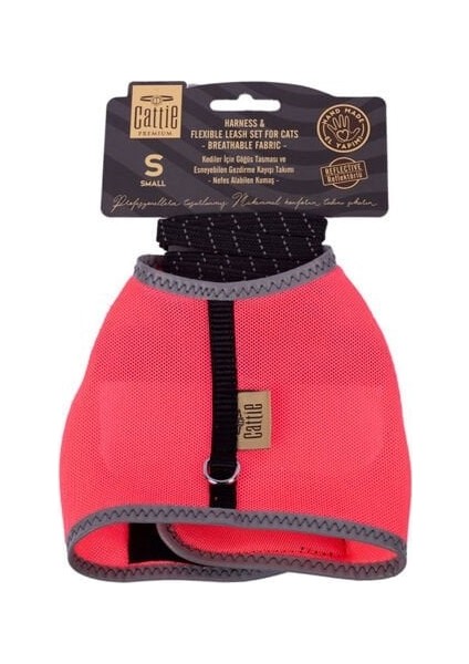 Havalı Dokuma Kedi Göğüs ve Gezdirme Takımı Small Pembe 1 x 20 x 30 cm