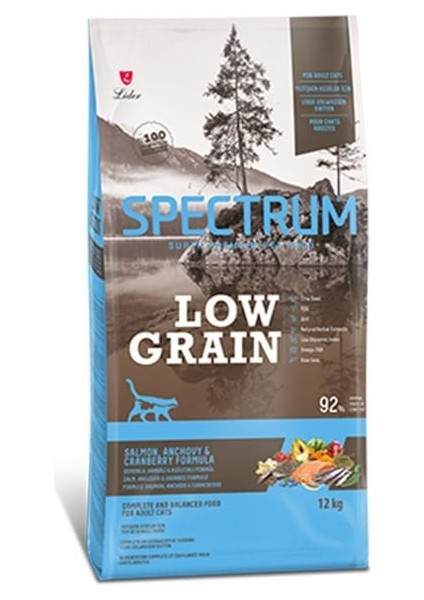 Low Grain Somonlu Hamsili ve Kızılcıklı Düşük Tahıllı Yetişkin Kedi Maması 12 kg