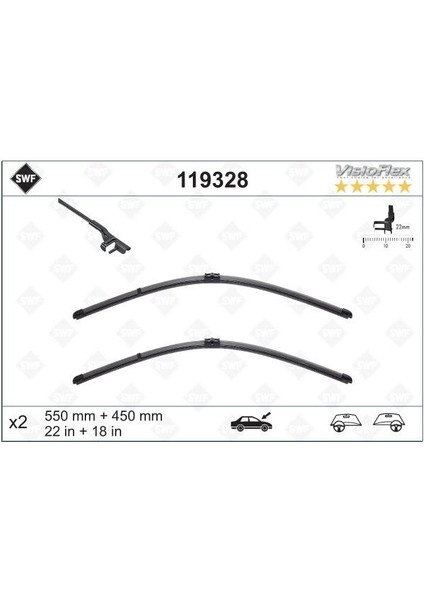 Swf Silecek Süpürgesi 550/450MM Muz Tip Opel Astra H Valeo 119328