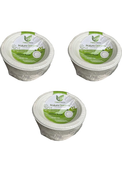 Nature Ekolojik Karton Kağıt Tek Kullanımlık Çorba Kasesi - 400 cc - 50 Adetlik 3 Paket