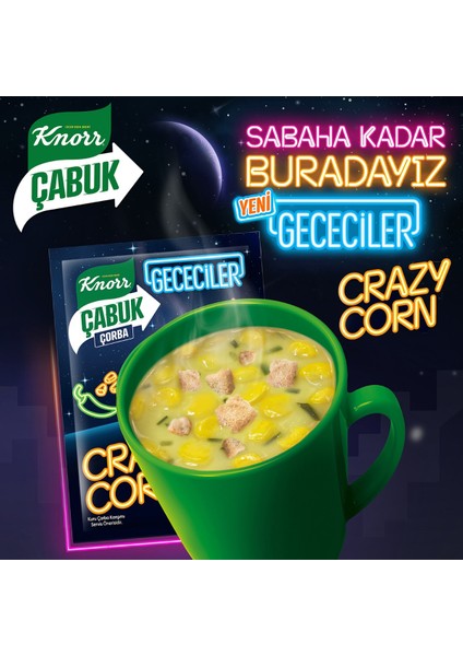 Çabuk Çorba Crazy Corn 18G X2 + Ramen 17G X2 + Acılı Domates 22G X2 + Kremalı Mantar 19G X2