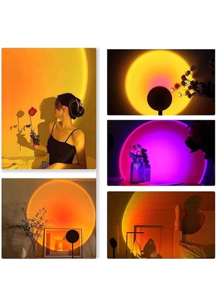 Gece Lambası Projektör Kumandalı Gün Batımı 16 Farklı Görüntü Sunset Lamp Çocuk Odası fiyatları