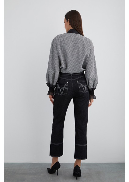 Kadın Düz Model Yüksek Belli Günlük Kullanım Siyah Jeans M1I011-Siyah modelleri