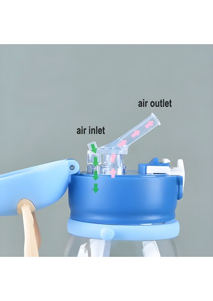 500 ml Büyük Sevimli Karikatür Pipetli Çocuk Boynuzları Kayışlı Taşınabilir Su Bardağı