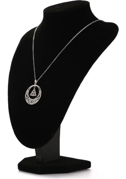 Triquetra & Moon Iskandinav Nordik Desenli Ince Tasarım 316L Çelik Kolye