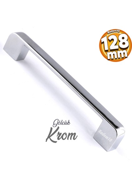 Gölcük Oval (128 mm - 12.8 cm) Metal Krom Mobilya Mutfak Çekmece Dolabı Dolap Kapak Kulbu Kulpları