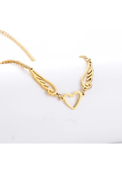 Heart & Wings Ince Tasarım Sarı Kalpli Aşk 316L Çelik Kadın Kolye fiyatları