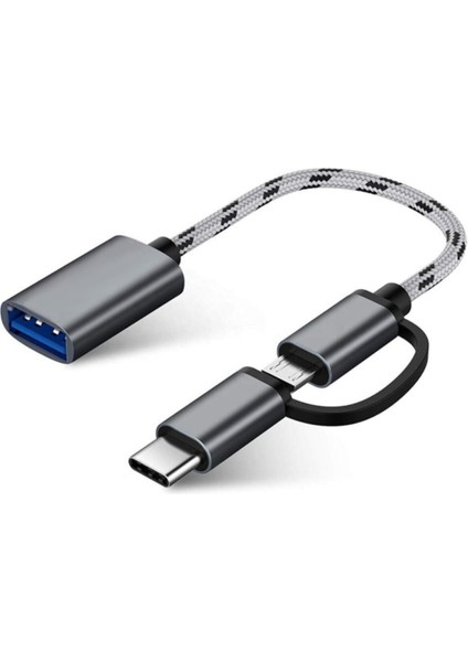 USB 3.0 Otg To Type C Micro USB Data Şarj Çevirici Dönüştürücü Adaptör