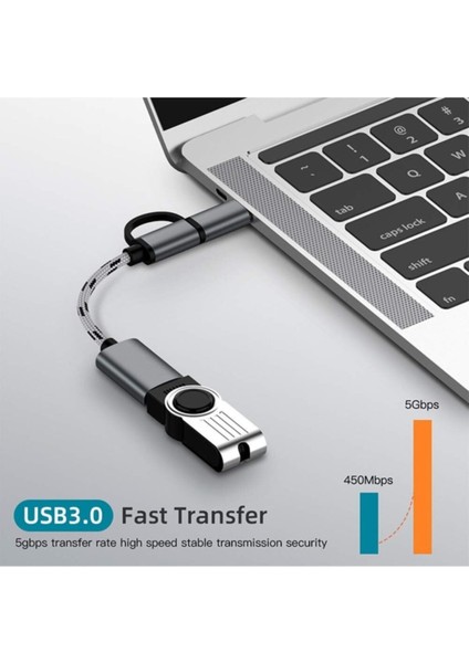 USB 3.0 Otg To Type C Micro USB Data Şarj Çevirici Dönüştürücü Adaptör