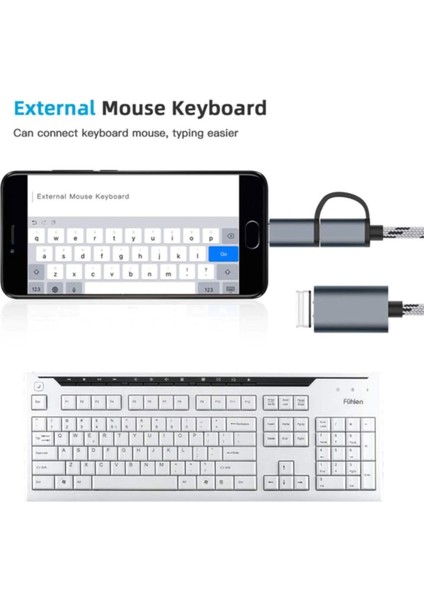 USB 3.0 Otg To Type C Micro USB Data Şarj Çevirici Dönüştürücü Adaptör