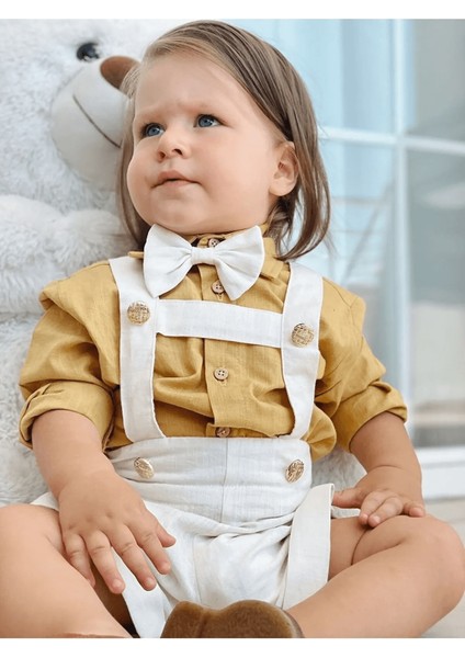 Ares Kids Fashion Salopet Takım Papyon Gömlek ve Salopet