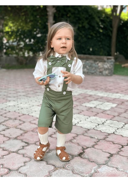 Ares Kids Fashion Salopet Takım Papyon Gömlek ve Salopet