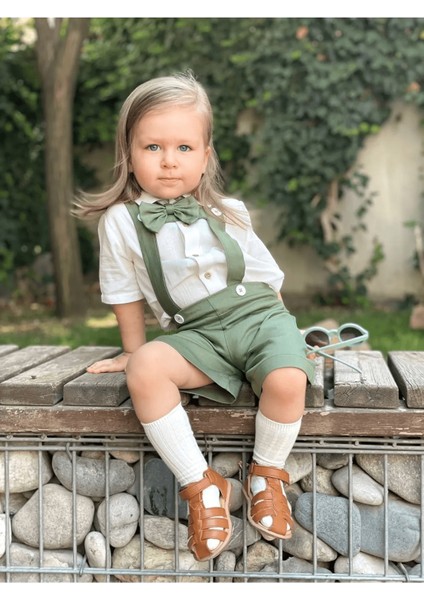 Ares Kids Fashion Salopet Takım Papyon Gömlek ve Salopet