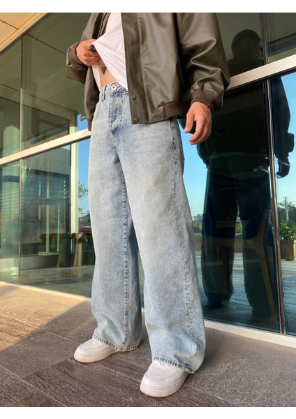 Buz Mavi Ekstra Bol Baggy Pantolon