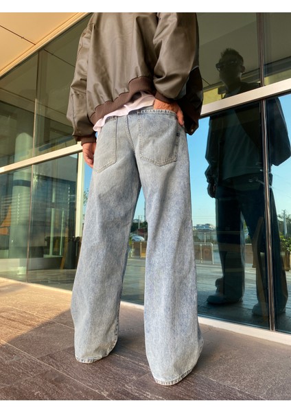 Buz Mavi Ekstra Bol Baggy Pantolon