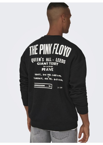 Only & Sons O Yaka Siyah Erkek Sweatshırt 22027056_ONSPINK Floyd Rlx Crew Nec