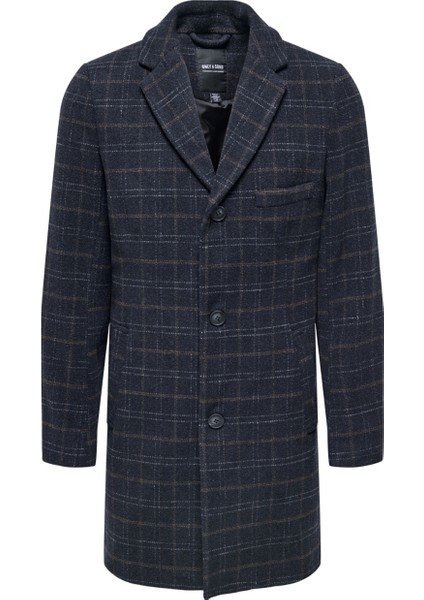 Only Koyu Gri Erkek Mont 22019969_ONSJAYLON Check Wool Coat modelleri