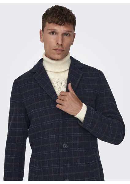 Only Koyu Gri Erkek Mont 22019969_ONSJAYLON Check Wool Coat fırsatları