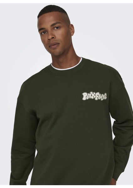 O Yaka Yeşil Erkek Sweatshırt 22027056_ONSPINK Floyd Rlx Crew Nec