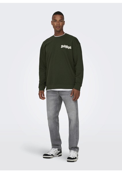 O Yaka Yeşil Erkek Sweatshırt 22027056_ONSPINK Floyd Rlx Crew Nec