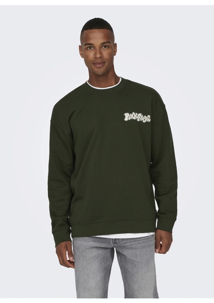 O Yaka Yeşil Erkek Sweatshırt 22027056_ONSPINK Floyd Rlx Crew Nec