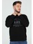 Siyah Erkek Bisiklet Yaka Baskılı Üç Iplik Şardonlu Sweatshirt P-00006400 5