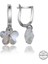 Swarovski Crystal Taşlı Gümüş Beyaz Papatya Sallantılı Kadın Küpe 1