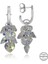 Swarovski Crystal Taşlı Gümüş Kalp Salkım Sallantılı Çivili Kadın Küpe 1