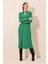15839 Boydan Triko Elbise - Yeşil 5