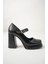 Dolgu Topuk Platform Siyah Cilt Kadın Ayakkabı 5
