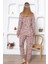 Fwn 5031 Peluş Welsoft Polar Kışlık Yumoş Kedi Desenli Kadın Pijama Takımı 4