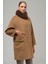 Çıkabilir Kürklü Torba Cepli Oversize Kaşmir Kaban Kamel 3924-TK 1