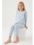 Asnn Kız Çocuk Mavi Pijama Takımı 3