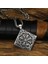 Iskandinav Nordik Motifli Vegvisir Işlemeli Kare 316L Çelik Çift Taraflı Erkek Kolye 3