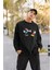 Mickey ve Minnie Mouse Baskılı Kapüşonsuz Sweatshirt,unisex Oversize Çiftler Için Couple Sweatshirt 3